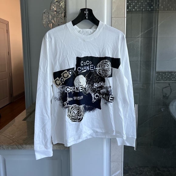 CHANEL COCO CHANEL LOGO SEQUINS LONG-SLEEVE SHIRT